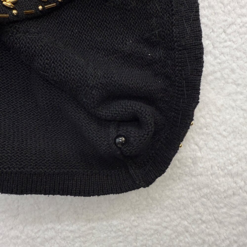 VTG Beaded Sweater Vest Christmas Holiday Teachercore Grandma Womens Black S* - Picture 8 of 15